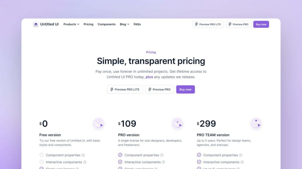 Untitled UI pricing