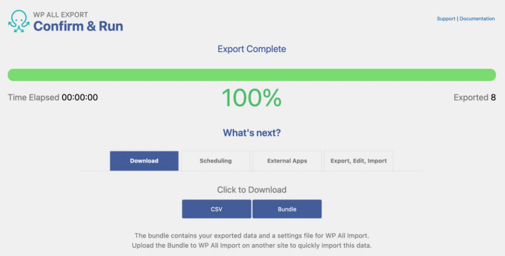 WP All Import download CSV or bundle