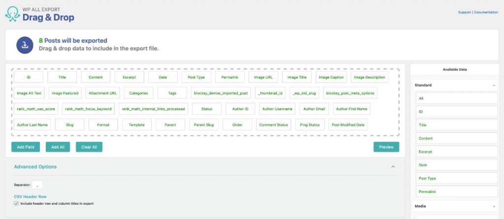 WP All Import choosing your fields