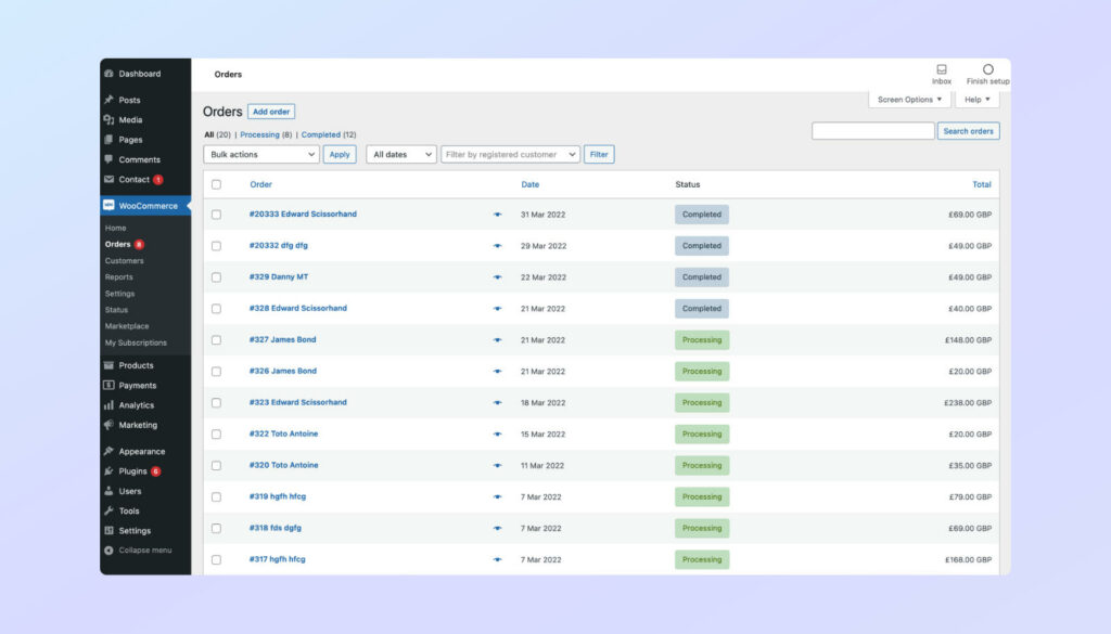 Managing orders in WooCommerce