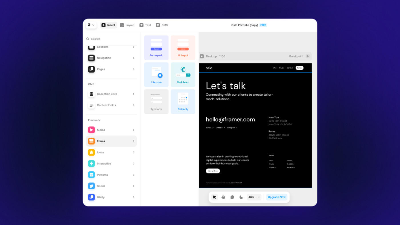 Integrations in Framer