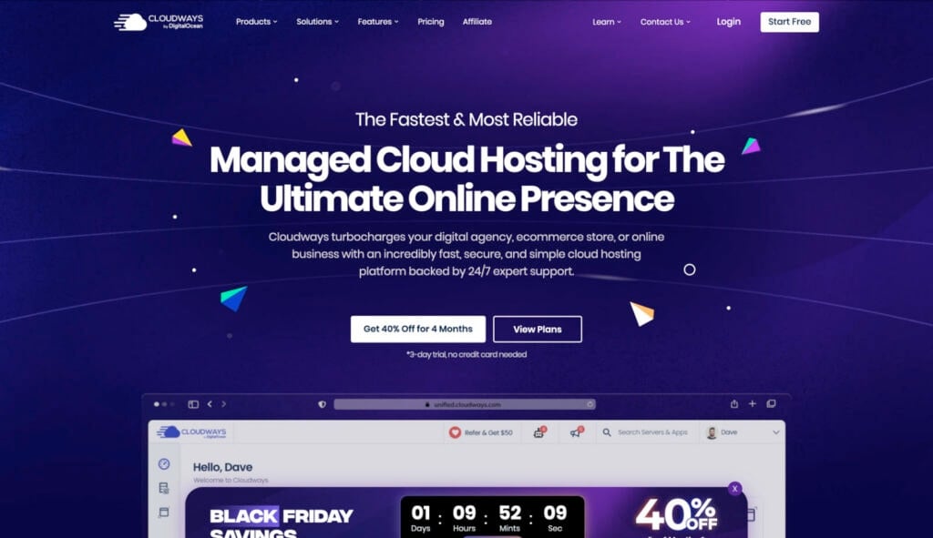 Cloudways homepage