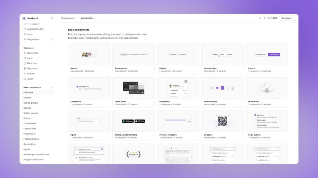 Untitled UI React base components
